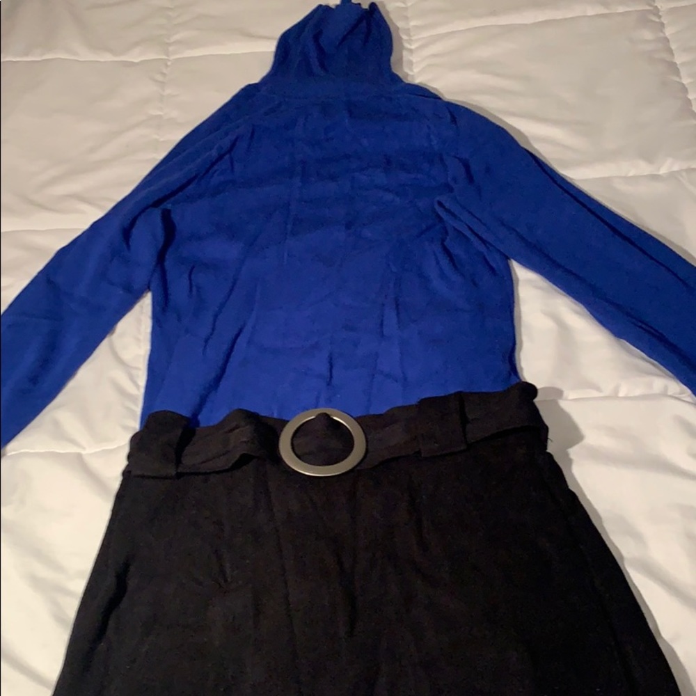 Blue long sleeve turtle neck dress